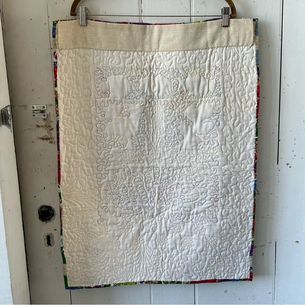 Quilted Wall Hanging Button Flower Basket Design